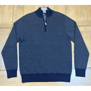 Bobby Jones Extrafine Merino Wool Men's Sweater S Blue 1/4 Zip Golf Performance